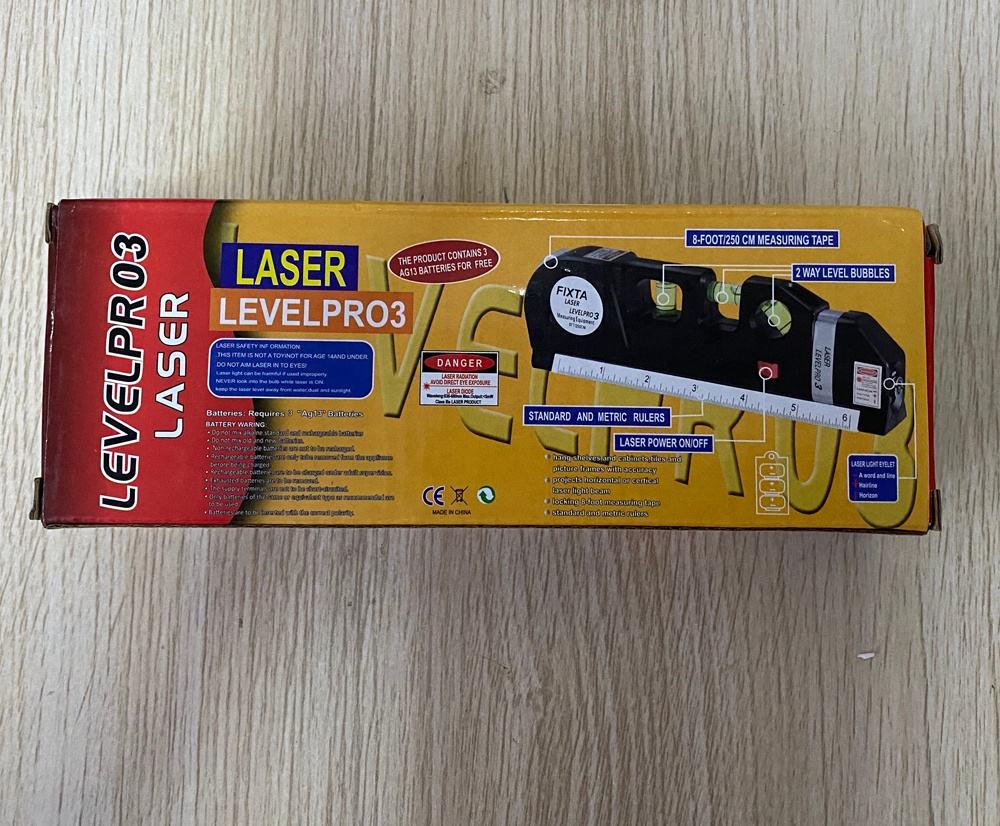 High-Precision 3-in-1 Laser LevelPro Black – Multi-Functional Leveling Tool with Steel Ruler & Cross Line Laser